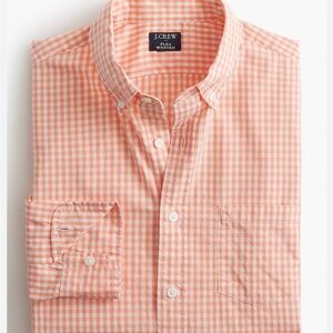 J. Crew Men's Peach Gingham Checkered Flexed Washed Shirt